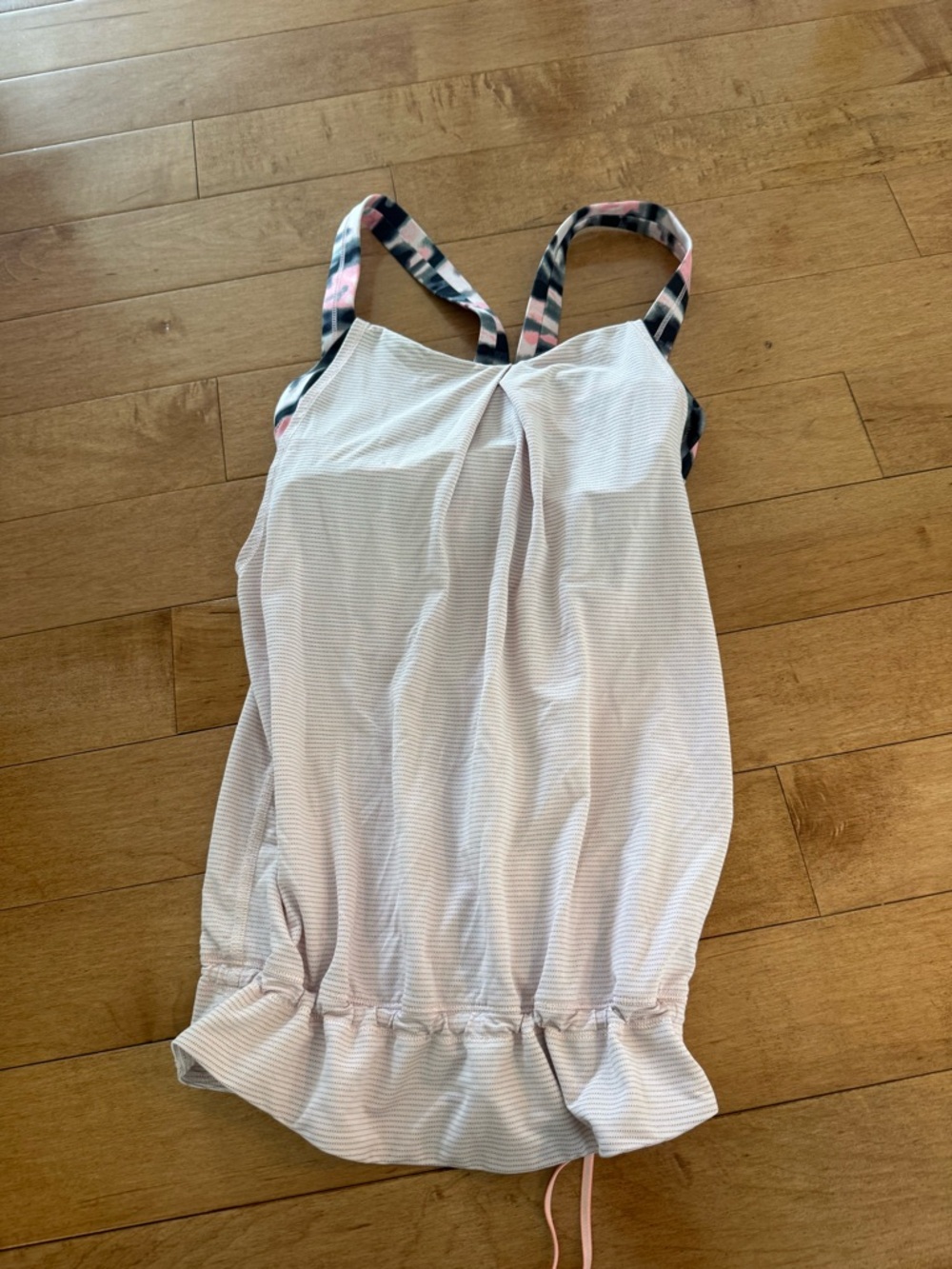 lululemon athletica White Striped Tank with Pink-Accented Straps